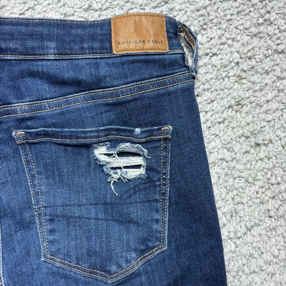 American Eagle Jeans Womens 4 Short Next Level Stretch Jegging Dark Wash Grunge - Picture 5 of 6